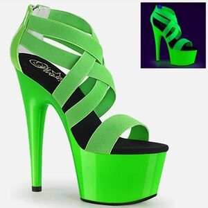 Pleaser Adore-769 Neon Green UV Reactive 7” High Heels